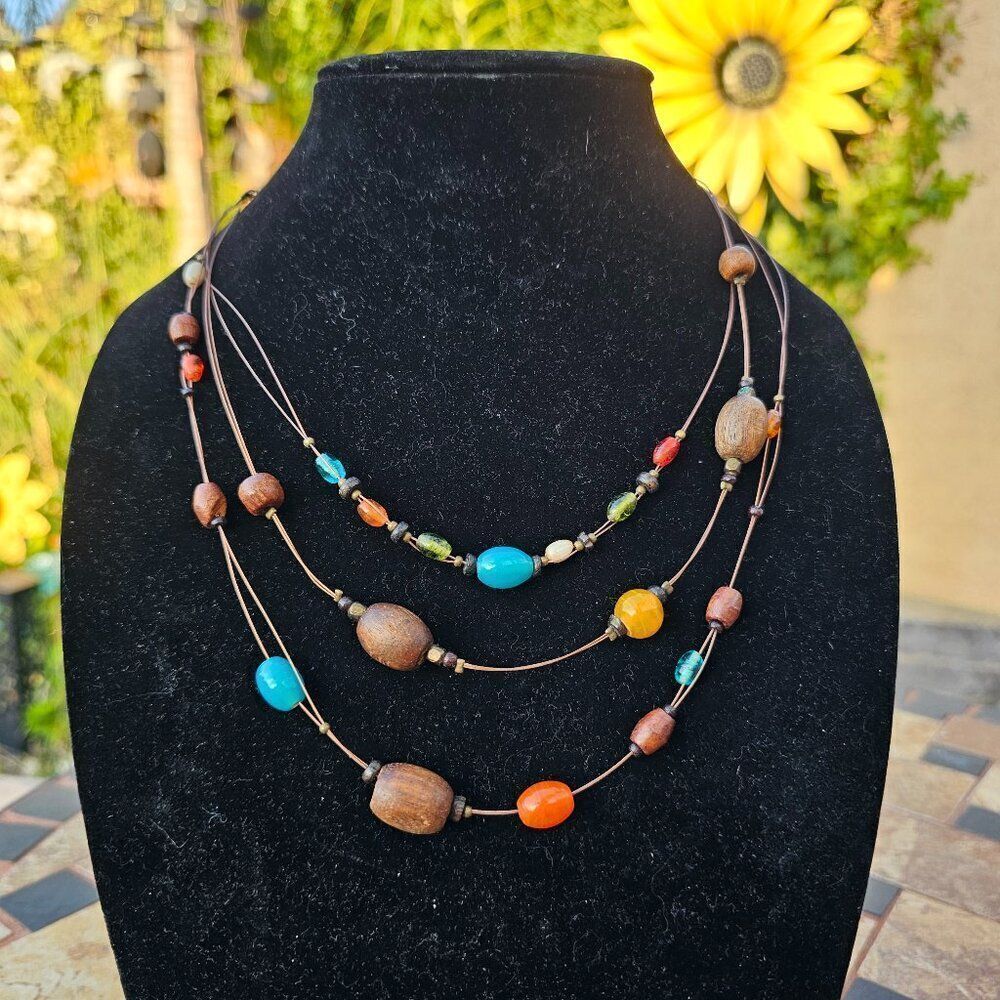 Vintage Y2K Colorful Beaded Layered Chunky Statement Necklace